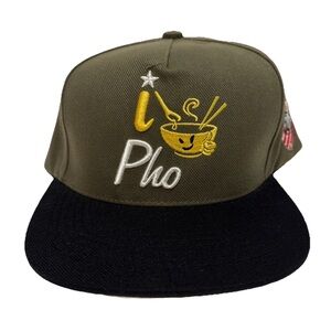NEW I PHO Dark Green & Black SnapBack Hat Pho Noodles Asian Restaurants